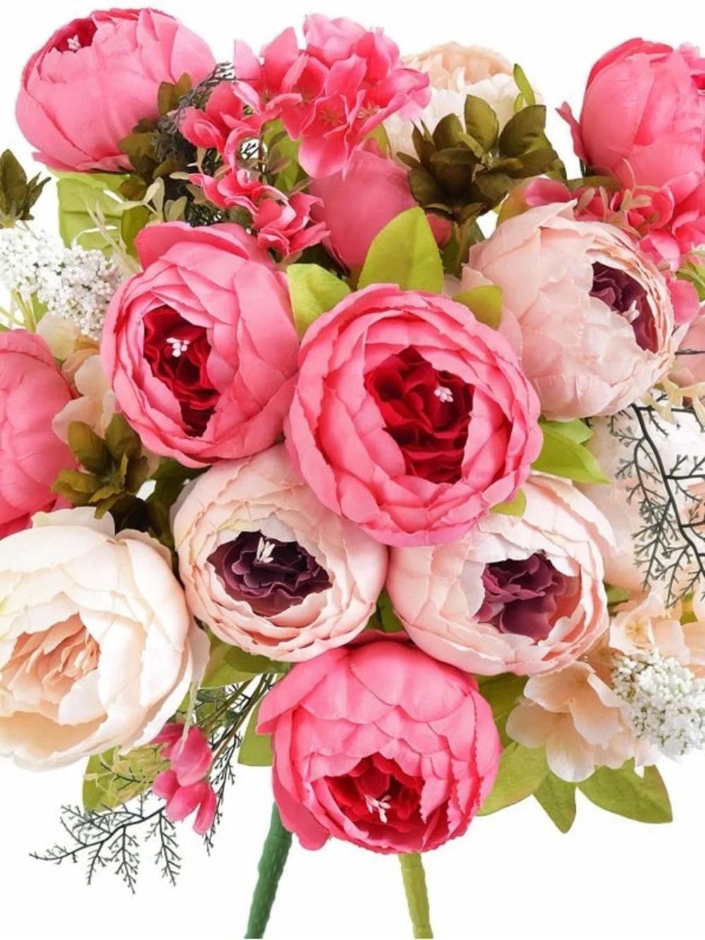 Artificial Peony Bouquet in Pink and Cream - Home Accents 2 bouquets large